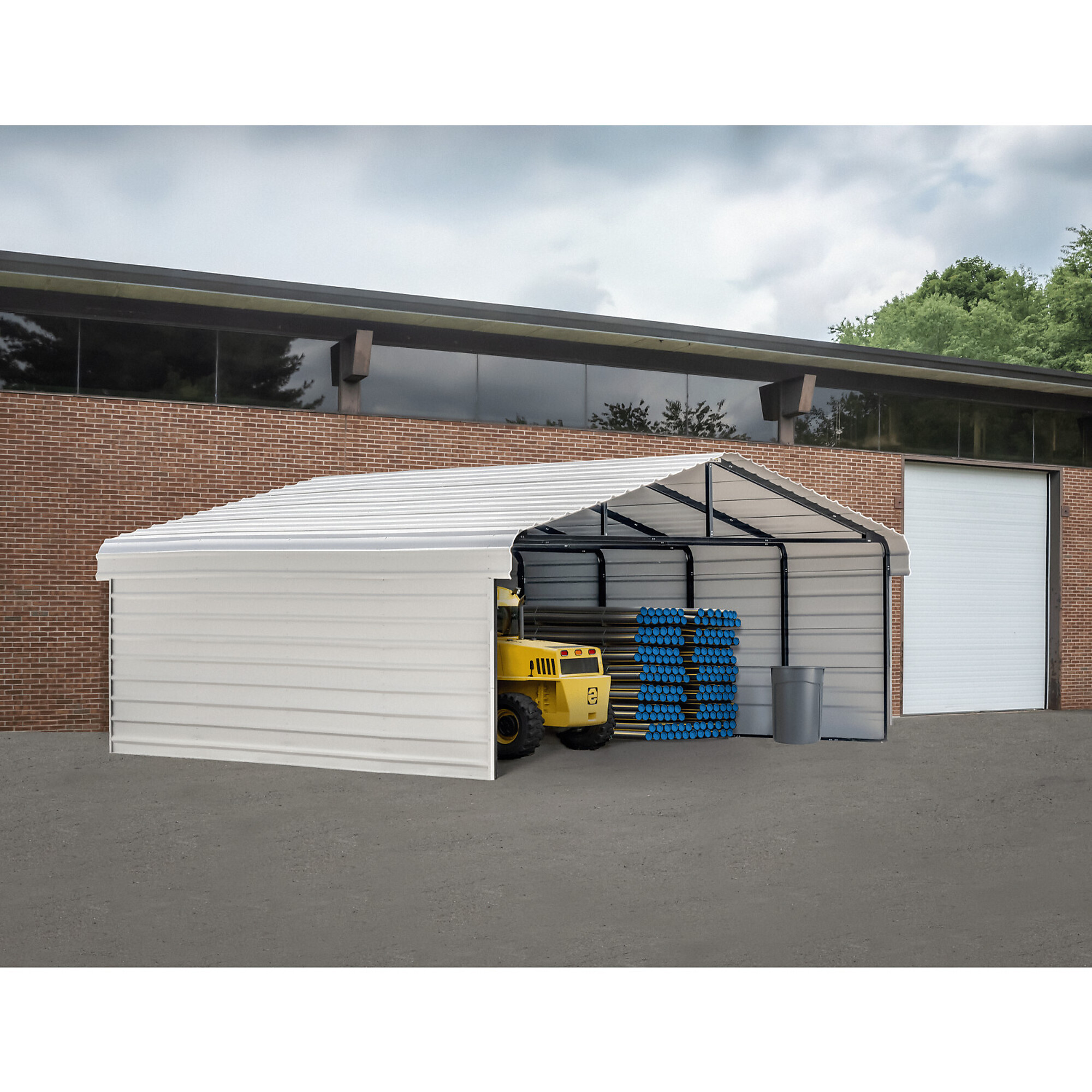 Arrow, Arrow 20x20x7 3 Sided Carport, Width 243 in, Height 118 in, Cover Material Steel, Model# CPH202007ECL3